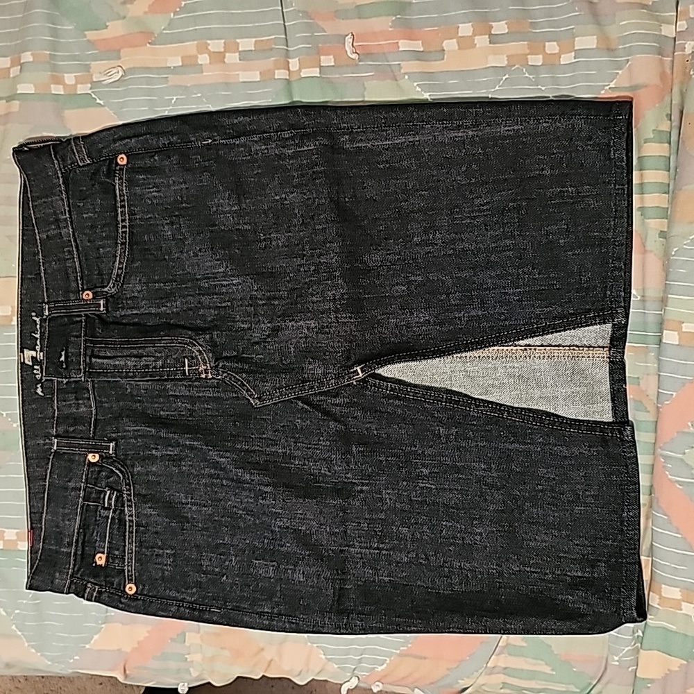 Women's 7 for All Mankind Roxy Denim Skirt Size 29 Dark Wash